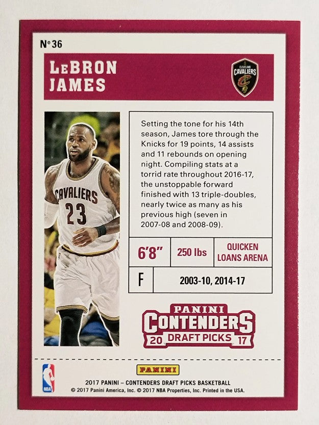 2017-18 Panini Contenders Draft Picks #36B LeBron James/white jersey