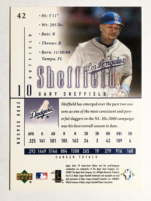 2001 SP Game Used Edition #42 Gary Sheffield