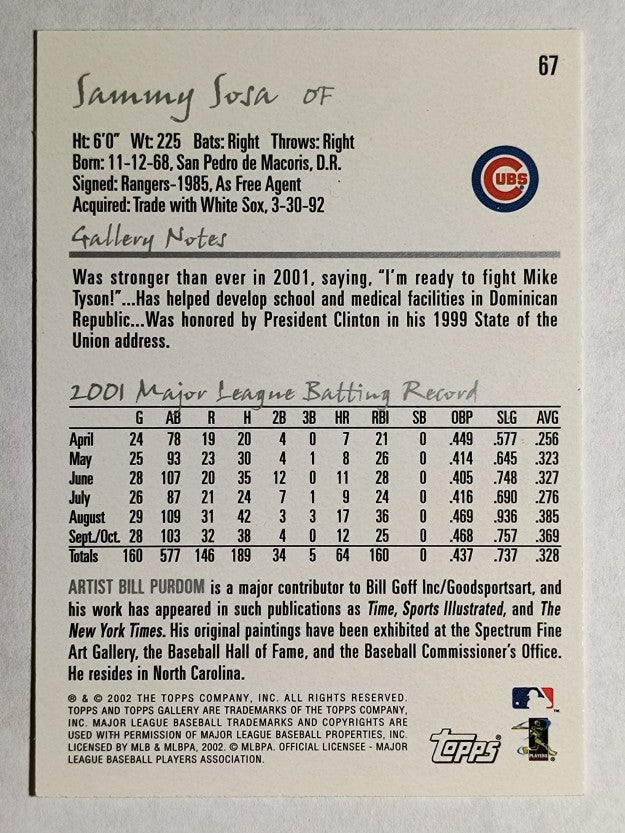2002 Topps Gallery #67 Sammy Sosa