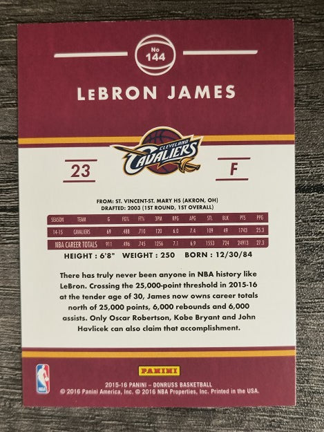 2015-16 Donruss #144 LeBron James (NM)