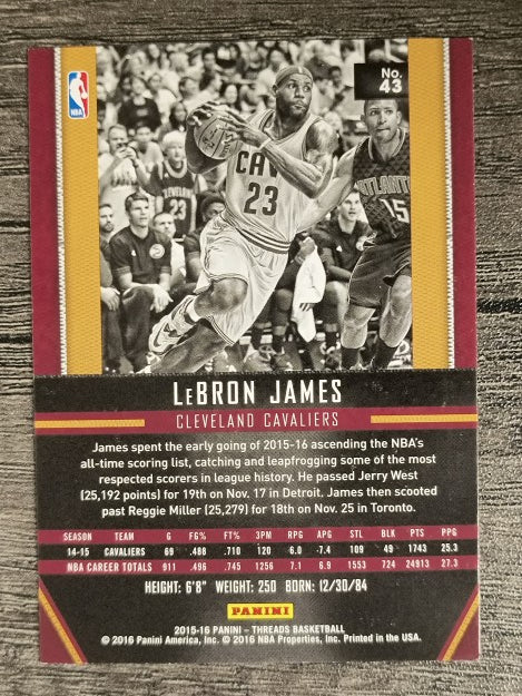 2015-16 Panini Threads #43 LeBron James (NM)