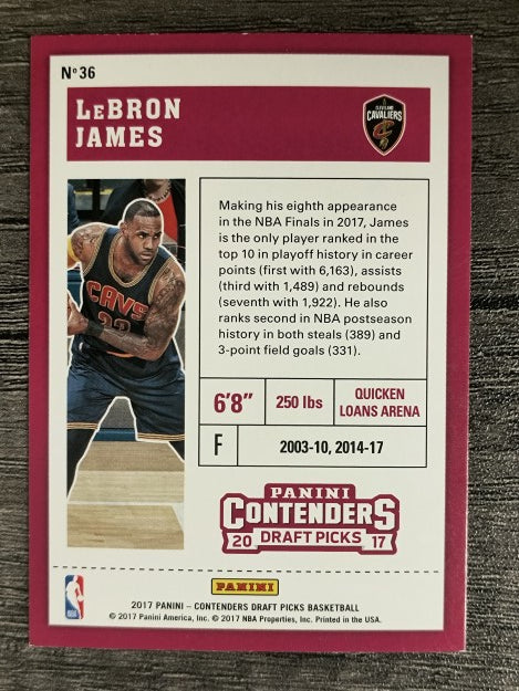 2017-18 Panini Contenders Draft Picks #36A LeBron James/blue jersey (NM)