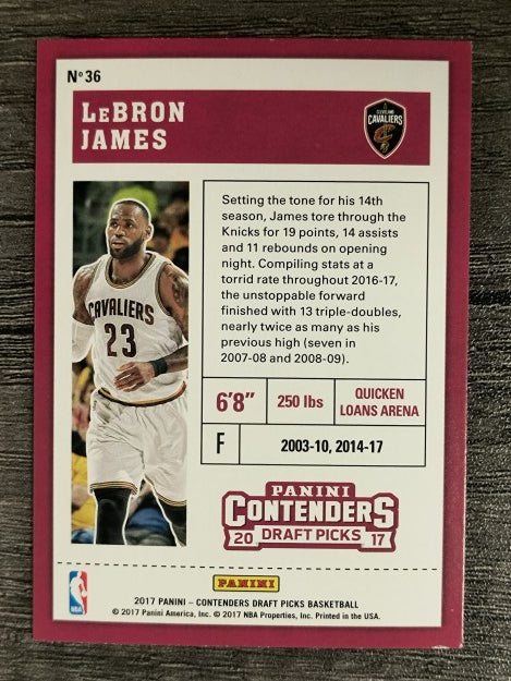 2017-18 Panini Contenders Draft Picks #36B LeBron James/white jersey (NM)