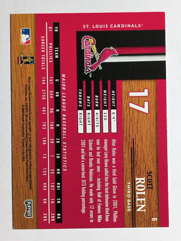 2002 Playoff Piece of the Game #6 Scott Rolen