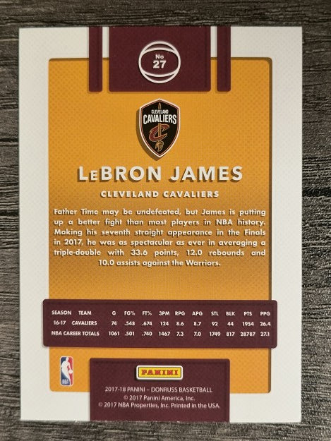 2017-18 Donruss #27 LeBron James (EXMT)