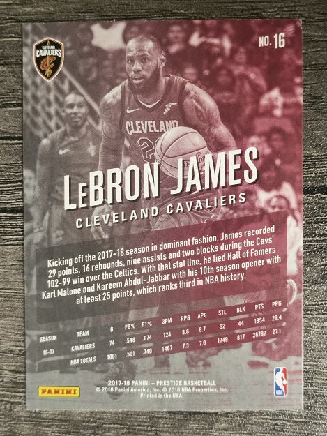2017-18 Prestige #16 LeBron James (EXMT)