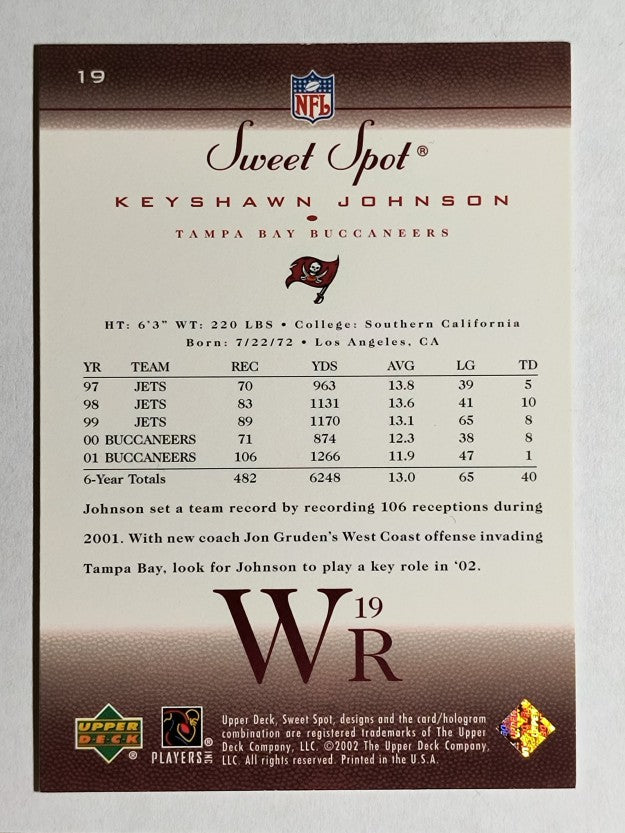 2002 Sweet Spot #19 Keyshawn Johnson