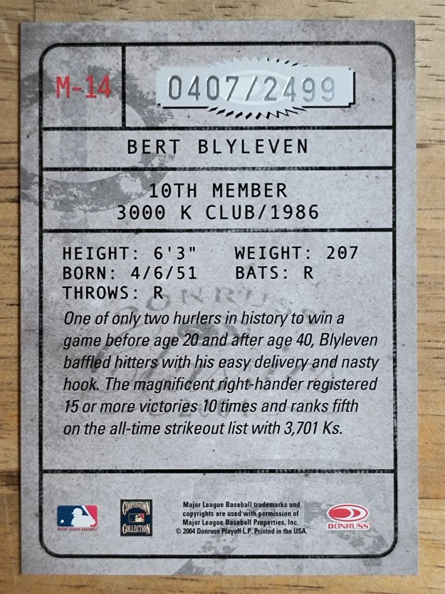 2004 Donruss Classics Membership #14 Bert Blyleven