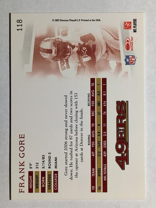 2007 Donruss Threads #118 Frank Gore