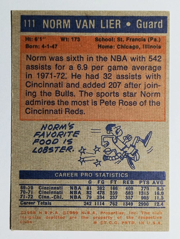 1972-73 Topps #111 Norm Van Lier (EXMT)