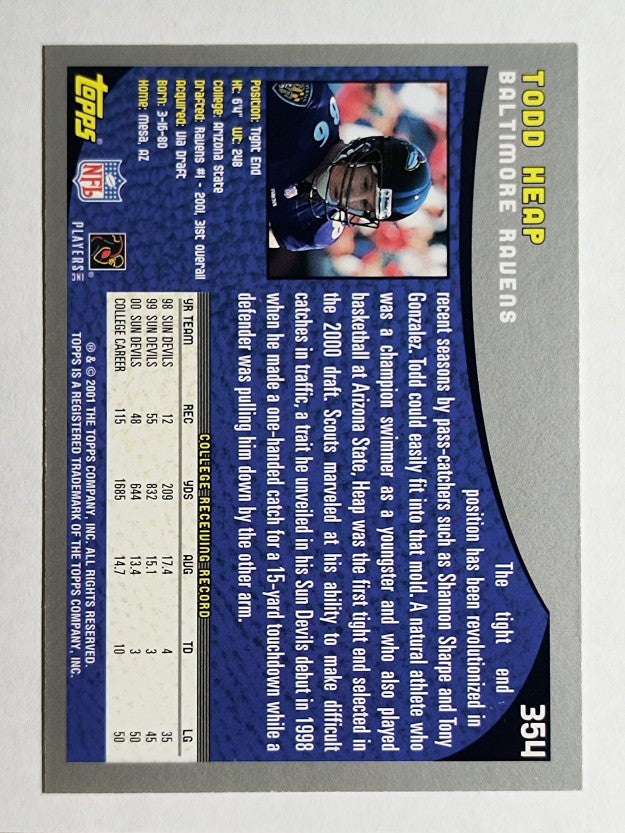 2001 Topps #354 Todd Heap RC