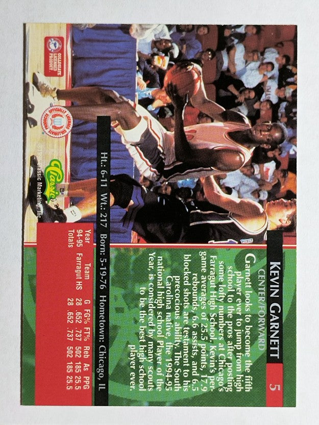 1995 Classic #5 Kevin Garnett