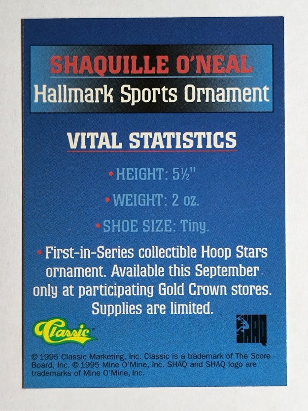 1995 Classic Hallmark Gold Crown Ornament Ad Card #NNO Shaquille O'Neal