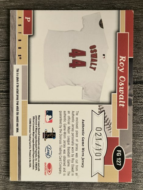 2002 Leaf Certified Fabric of the Game #127DY Roy Oswalt/101