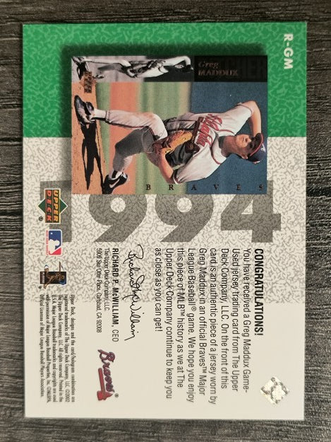 2002 UD Authentics Reverse Negative Jerseys #RGM Greg Maddux