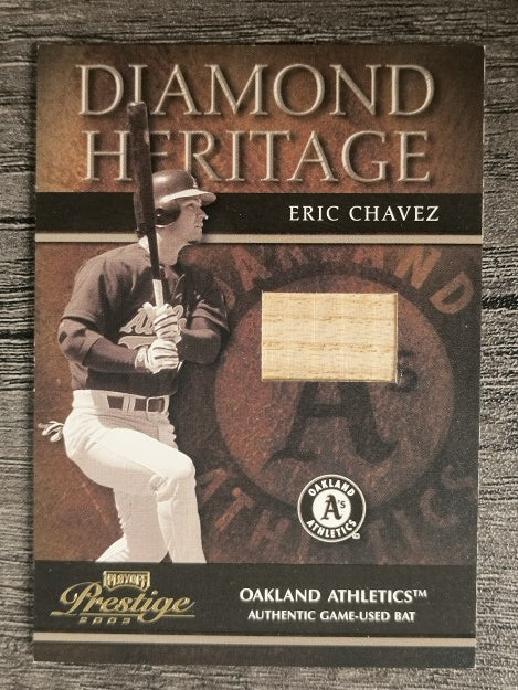 2003 Playoff Prestige Diamond Heritage Material #29 Eric Chavez Bat