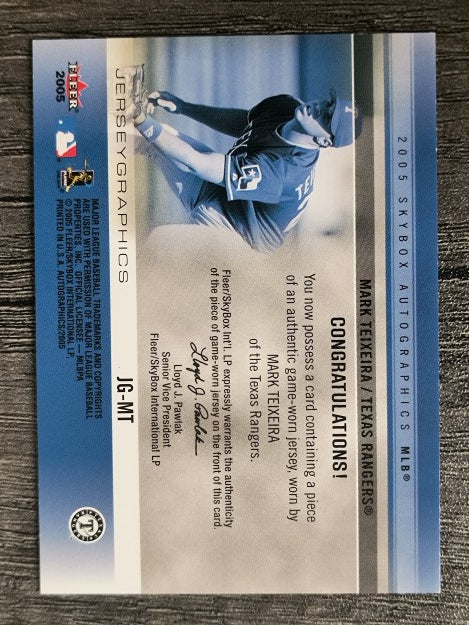 2005 SkyBox Autographics Jerseygraphics Blue #MT Mark Teixeira