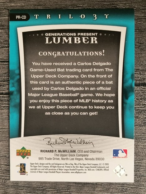 2005 Upper Deck Trilogy Generations Present Lumber Gold #CD Carlos Delgado