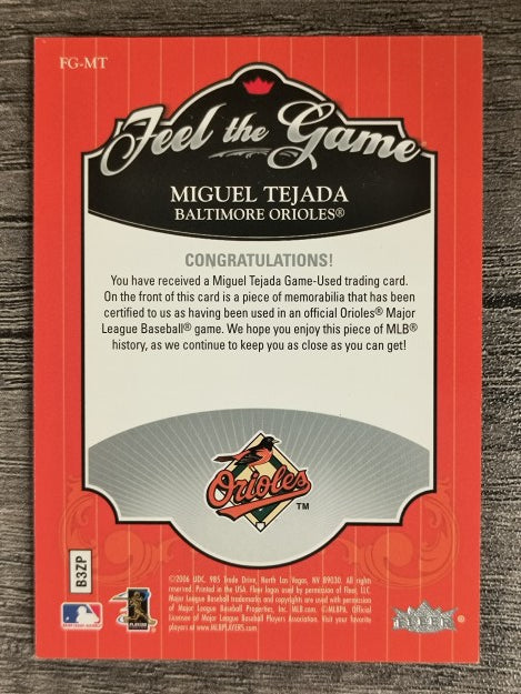 2006 Ultra Feel the Game #MT Miguel Tejada Jsy (EXMT)