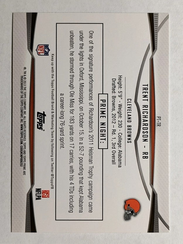 2013 Topps Prime Primetimers Retail #PTTR Trent Richardson
