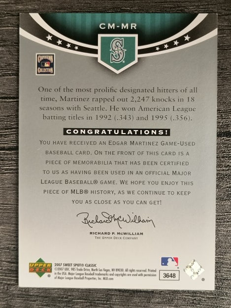 2007 Sweet Spot Classic Classic Memorabilia #CMMR Edgar Martinez