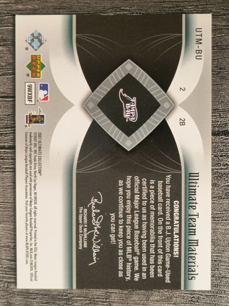 2007 Ultimate Collection Ultimate Team Materials #BU B.J. Upton/50