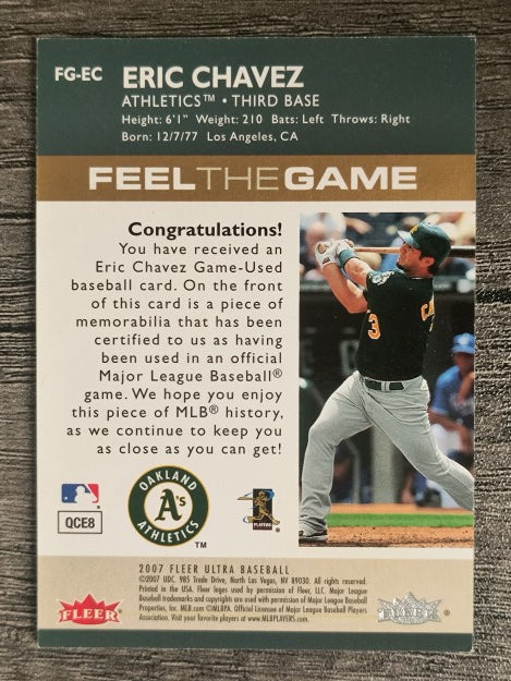 2007 Ultra Feel the Game Materials #EC Eric Chavez