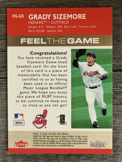 2007 Ultra Feel the Game Materials #GS Grady Sizemore