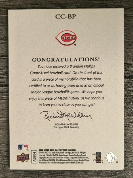 2008 UD Masterpieces Captured on Canvas #BP Brandon Phillips