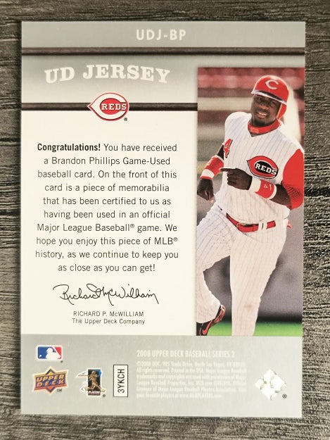 2008 Upper Deck UD Game Materials #BP Brandon Phillips S2