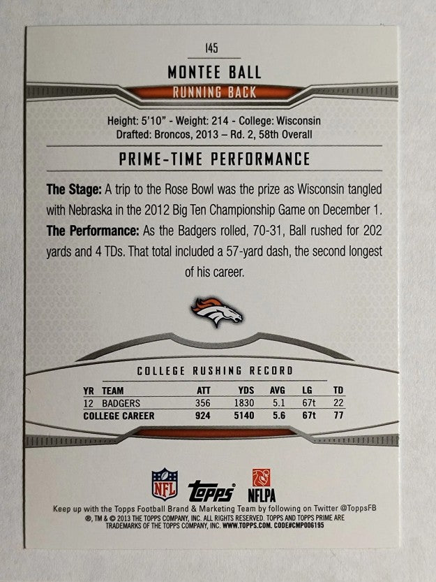 2013 Topps Prime Retail #145 Montee Ball RC