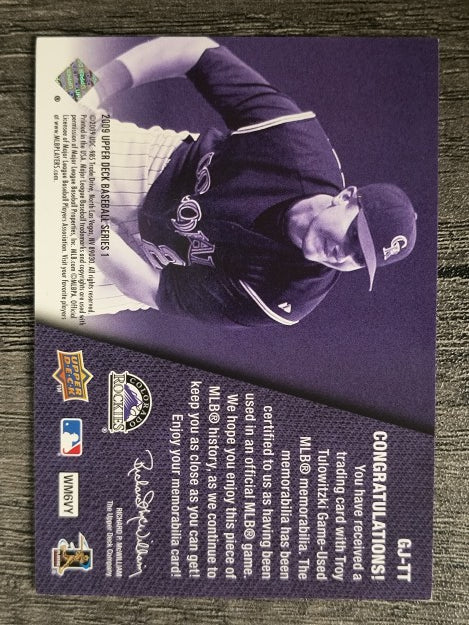 2009 Upper Deck UD Game Jersey #GJTT Troy Tulowitzki
