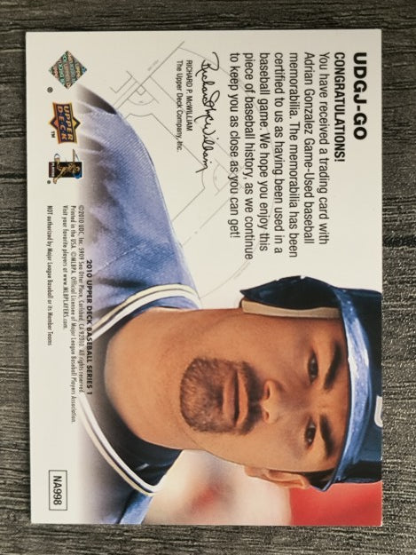 2010 Upper Deck UD Game Jersey #GO Adrian Gonzalez