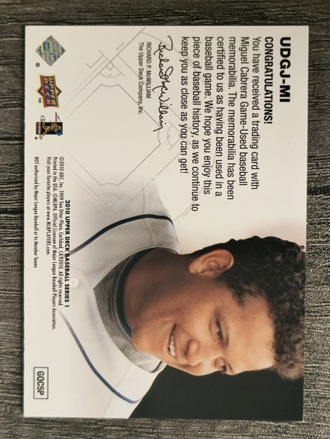 2010 Upper Deck UD Game Jersey #MI Miguel Cabrera
