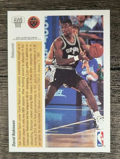 1991-92 Upper Deck Award Winner Holograms #AW6 David Robinson/Rebounds Leader