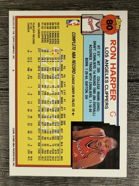 1992-93 Topps Gold #80 Ron Harper