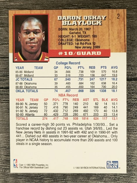 1993-94 Hoops Fifth Anniversary Gold #2 Mookie Blaylock