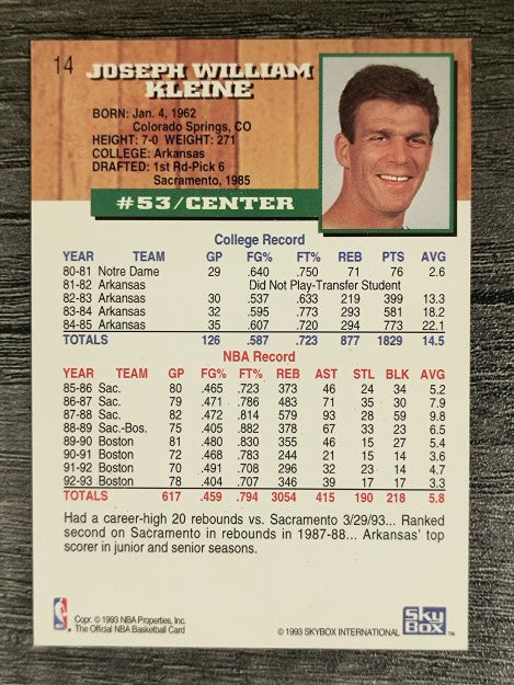 1993-94 Hoops Fifth Anniversary Gold #14 Joe Kleine