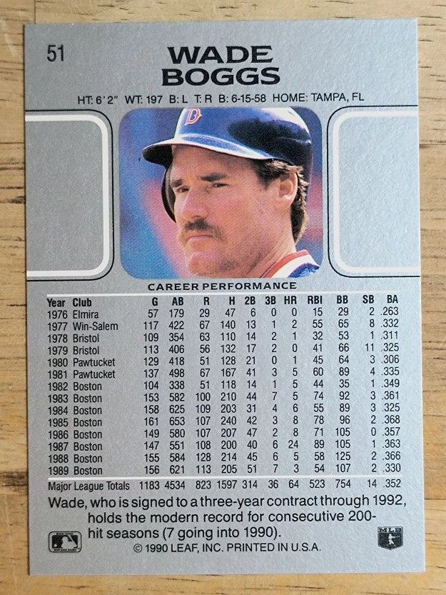1990 Leaf #51 Wade Boggs