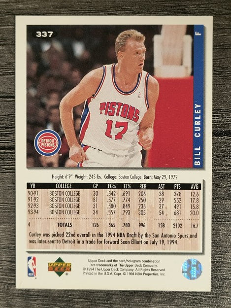1994-95 Collector's Choice Silver Signature #337 Bill Curley