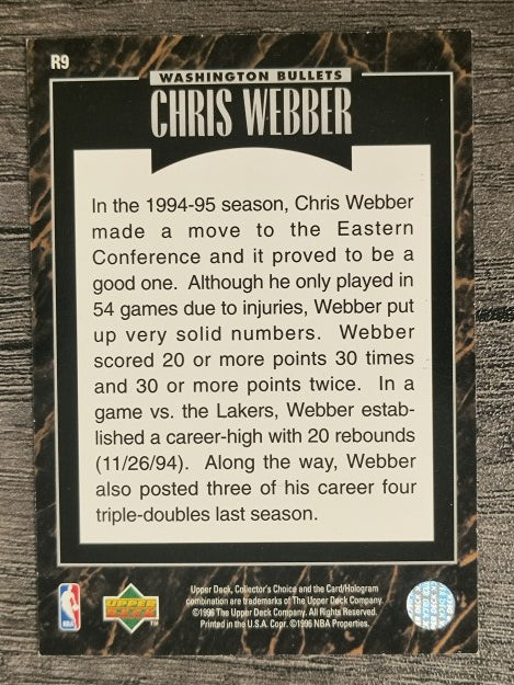 1995-96 Upper Deck Predictor Player of the Month Redemption #R9 Chris Webber