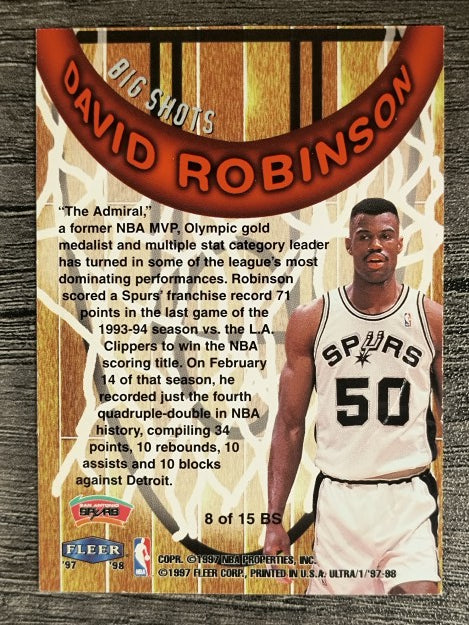 1997-98 Ultra Big Shots #8 David Robinson