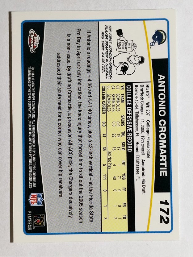 2006 Topps Chrome #172 Antonio Cromartie RC