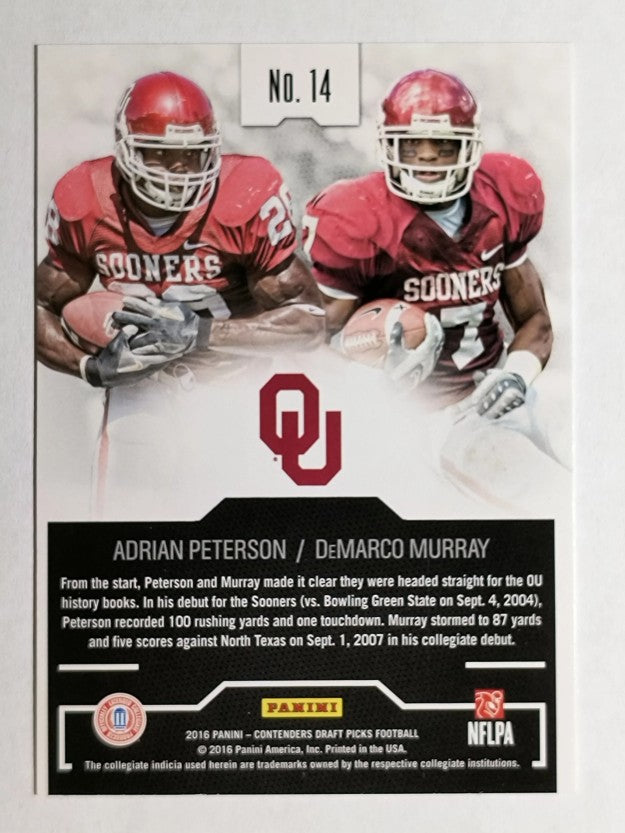 2016 Contenders Draft Collegiate Connections #14 Adrian Peterson/DeMarco Murray