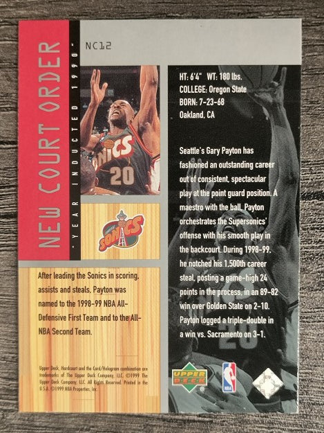 1999-00 Upper Deck Hardcourt New Court Order #NC12 Gary Payton