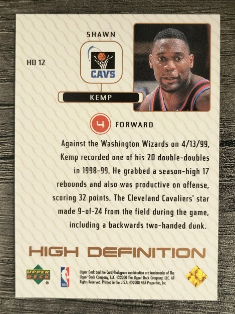 1999-00 Upper Deck High Definition #HD12 Shawn Kemp