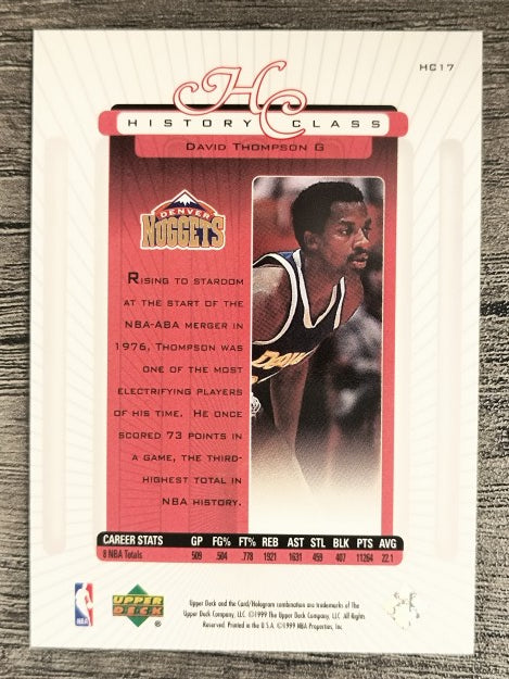 1999-00 Upper Deck History Class #HC17 David Thompson