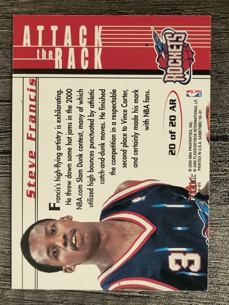 2000-01 Fleer Game Time Attack the Rack #AR20 Steve Francis