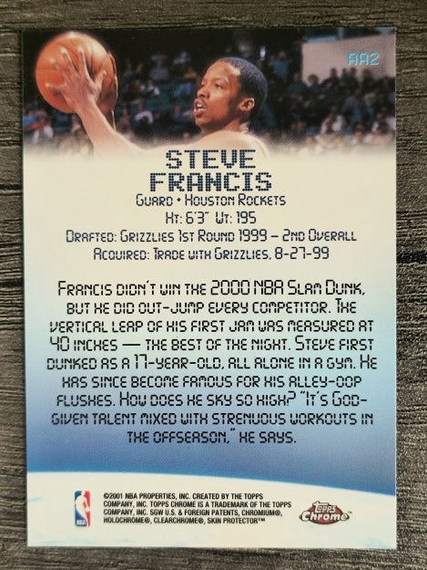 2000-01 Topps Chrome Aptitude for Altitude #AA2 Steve Francis