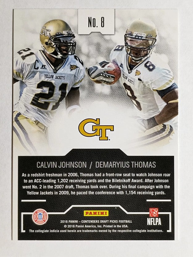 2016 Contenders Draft Collegiate Connections #8 Calvin Johnson/Demaryius Thomas